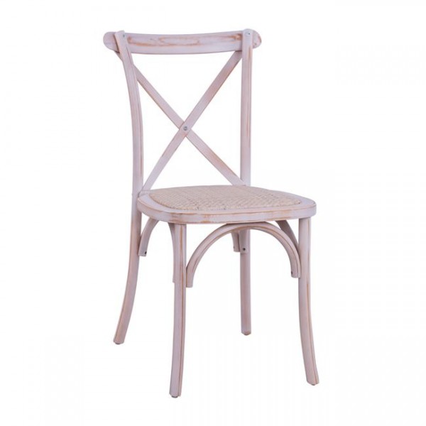 Chair Owen Stackable Wooden from Beech wood White Wash Color with crossed back HM8575.04 45x55,5x90 cm
