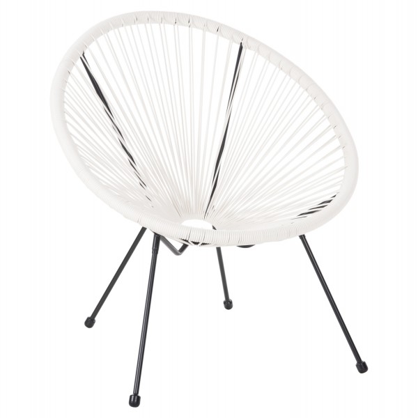 ARMCHAIR OUTDOOR NEST-TYPE ACAPULCO HM5872.12 BLACK METAL-SYNTHETIC RATTAN IN WHITE 71x72x80Hcm.