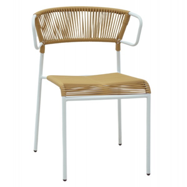 CHAIR SUKI HM6053.01 METAL IN WHITE AND SYNTHETIC RATTAN IN NATURAL COLOR 54x62x80Hcm.