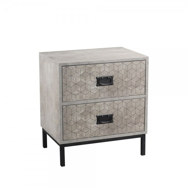 Rubik bedside tablle 50x35x55cm Cement with pattern 09-0952
