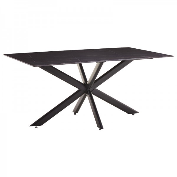 Dinning table Bethan pakoworld sintered stone grey cement - metal black leg design 180x90x75cm