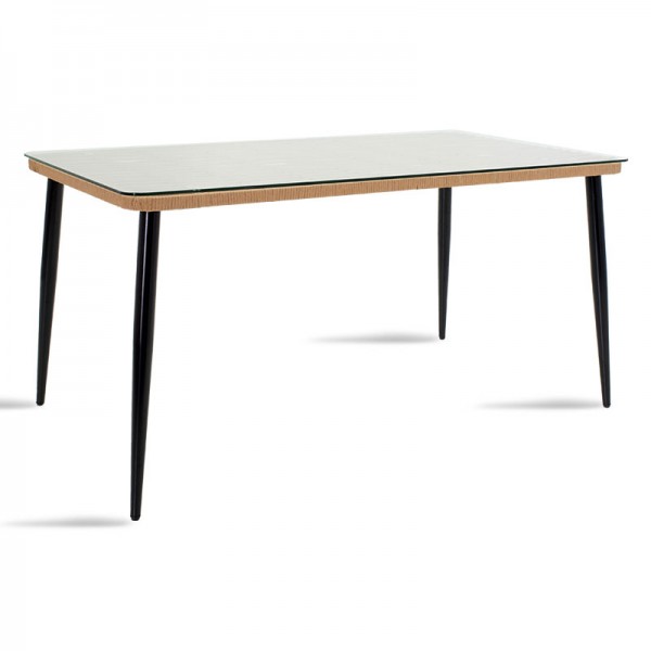 Naoki pakoworld table metal black-pe natural-glass 160x90x78cm