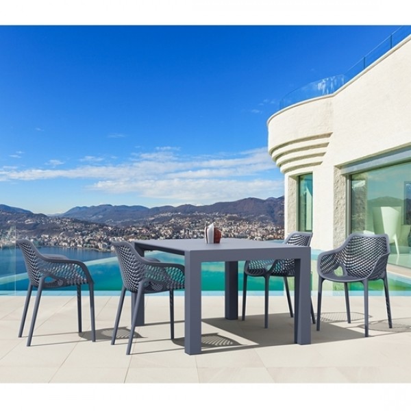 Vegas Air XL DINING SET 5PCS DARK GREY 100X100/140Χ75CM / 57X60X81CM 20.9976