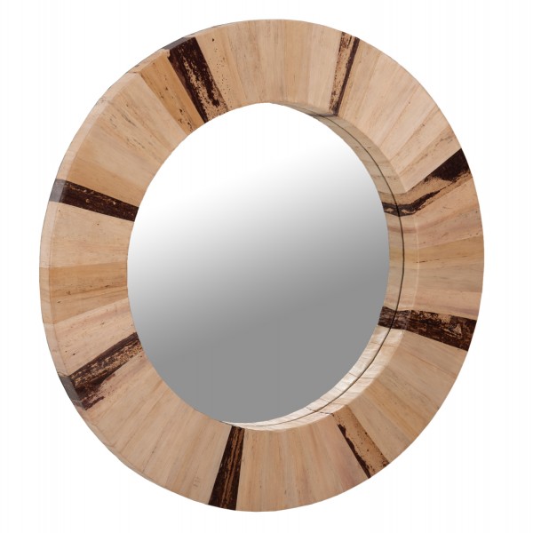 WALL MIRROR ROUND HM7837 DRIED PALM LEAF FIBER FRAME IN NATURAL COLOR Φ60x4cm.