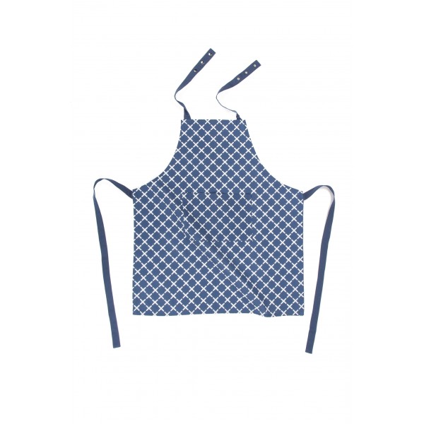 COOKING APRON WITH BUTTON AND POCKET 74x85cm BLUE