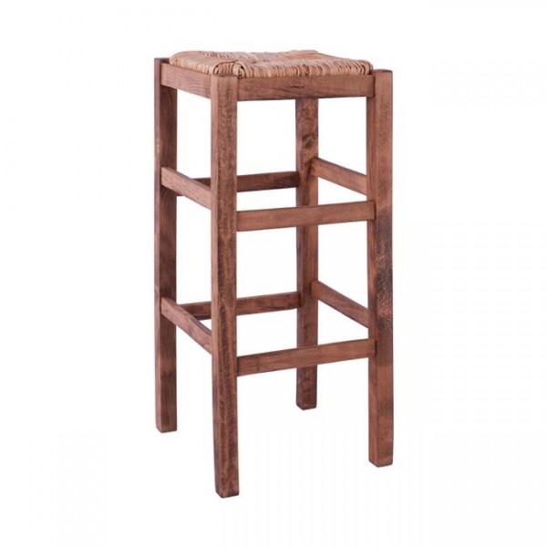 Wooden stool without back with straw HM10378.01