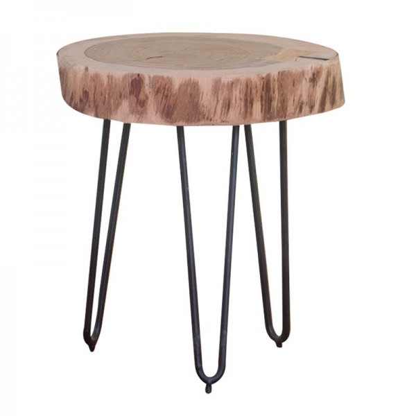 FUEGO Side Table 35x35 H.40 Acacia Natural Finish (Black Paint)