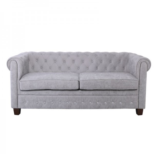 CHESTERFIELD-W  2-Seater Sofa Fabric Antique Grey