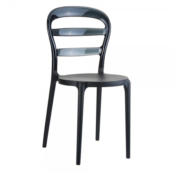 Bibi Black-Black Chair PP/Polycarbonate 42x50x85cm 32.0040