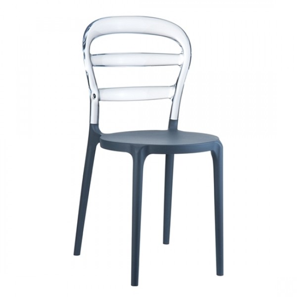 Bibi D. Grey-Clear Chair PP/Polycarbonate 42x50x85cm 32.0052