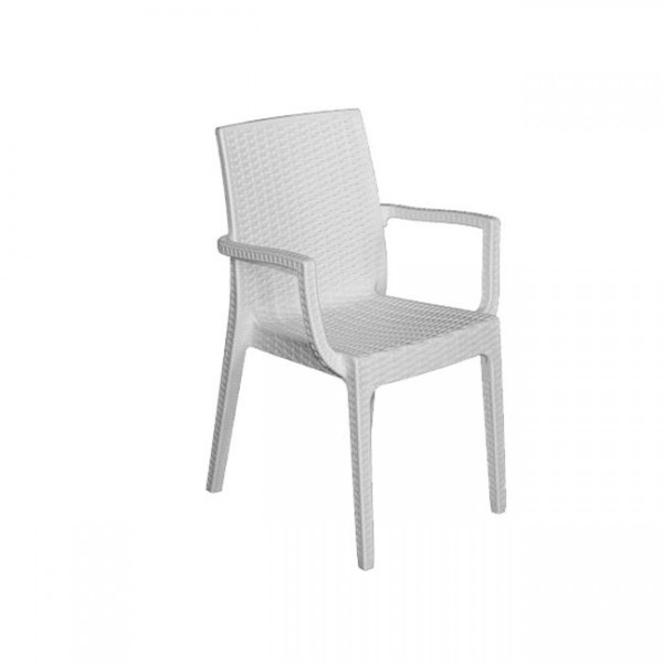 DAFNE Stackable Armchair PP-UV White (Rattan Look)