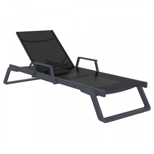 TROPIC SUNBED WITH ARMS 210X72X31CM GREY/BLACK 20.0694