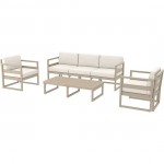 MYKONOS SET 3SEAER BEIGE PP WITH PILLOW (3SEATER + 2ARMCHAIR + TABLE) 20.0444