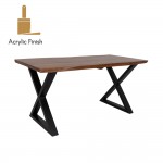 TRIBE TABLE SOLID WOOD ACACIA WALNUT BLACK METAL IN