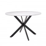 STOCKHOLM TABLE ROUND TABLE METAL WHITE WITH MARBLE PATTERN MDF WITH PAPER VENEER BLACK E1 PRC