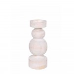 PIERRE CANDLE HOLDER WOOD WHITE NATURAL D12xH20cm 