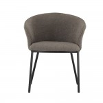 KATRE ARMCHAIR DARK GREY WOVEN FABRIC WITH BLACK METALLIC LEGS 62x60.5x74.5cm