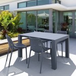 Vegas Air DINING SET 5PCS Dark Grey 100X100/140Χ75CM / 50Χ60Χ82CM 20.9984