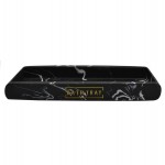 POLYESTER SOAP DISH BLACK MARBLE WITH GOLD 21x10x2.5cm