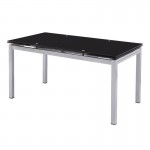 BLOSSOM Extend.Table 110+(30+30)x70 Black Glass (Silver Paint)