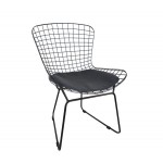 SAXON Chair Metal Mesh Black, Cushion Black Pu