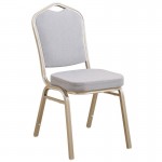 HILTON Banquet chair/Light Gold Metal Frame/Grey Fabric