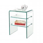 GLASSER Clear End Table with Shelves 50x40x58cm Clear 10/6mm Glass