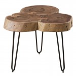 FUEGO-3 Coffee Table +/-50x50x42 Acacia Natural Finish (Black Paint)