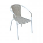 BALENO Armchair White Steel/Beige Wicker
