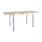 BLOSSOM Extend.Table 110+(30+30)x70cm Steel Chromed/Glass Beige