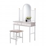 FLORA Dressing Table Set Metal White Paint/Wood White