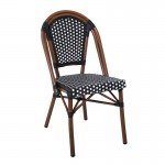 PARIS Chair Alu Walnut/Wicker Black-White