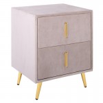 PASSION Bedside Cappuccino Velure Fabric 2-Drawers