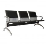 Waiting Seat 3-Seater Steel Mesh Grey/Pvc Black (Chrome Frame)