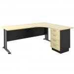Superior Compact Office Desk 180x70/150x60cm Right Corner/Dark Grey-Beech ΕΟ995