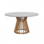 VENTURAL DINING TABLE D135Χ75CM POLYSTONE TOP/ACACIA WOOD FIG800000