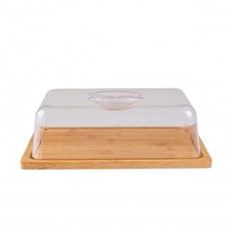 BAMBOO ESSENTIALS CHEESE PLATE WITH PLASTIC LID 24x18x7.5cm