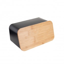 BAMBOO ESSENTIALS METAL BREAD PAN WITH LID 34.5x19x17cm BLACK