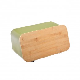 BREAD BOX BAMBOO ESSENTIALS METALLIC WITH LID/CUTTING BOARD 34.5x19x17cm OLIVE 01-14186