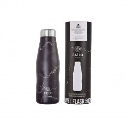 INSULATED BOTTLE TRAVEL FLASK SAVE THE AEGEAN 500ml PENTELICA BLACK 01-16609