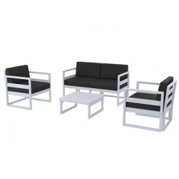 MYKONOS SET 2SEATER SILVER-GREY PP WITH PILLOW (2SEATER + 2ARMCHAIR + TABLE) 20.0446