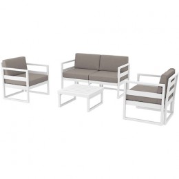 MYKONOS SET 2SEATER WHITE PP WITH PILLOW (2SEATER + 2ARMCHAIR + TABLE) 20.0447