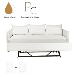 ISLAND SOFA 3SEAT REMOVABLE COVER WITH MECHANISM AND 2 MATTRESS EASY CLEAN FABRIC WHITE POLO1391 E1 GR