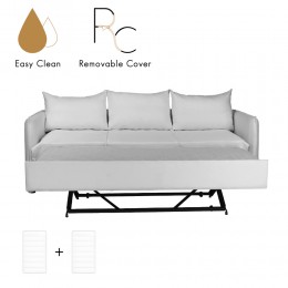 ISLAND SOFA 3SEAT REMOVABLE COVER WITH MECHANISM AND 2 MATTRESS EASY CLEAN FABRIC GREY LIGHT POLO1321 E1 GR