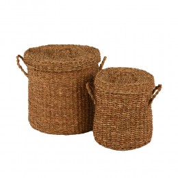 SEAGRASS LAUNDRY BASKET WITH LID NATURAL SET 2PCS