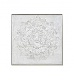 SHABBY PAINTING CANVAS WHITE GOLD WOOD 61,5x61,5xH