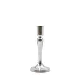 SPINDLE CANDLE HOLDER ALUMINIUM SILVER D9xH19cm IN