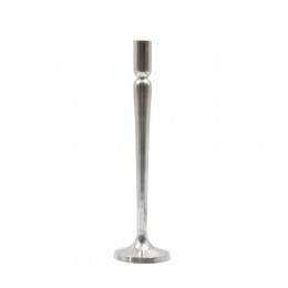 SPINDLE CANDLE HOLDER ALUMINIUM SILVER D9xH34cm IN