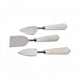 MARMO CHEESE SERVING SET 3PCS STEEL/MARBLE WHITE