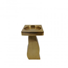 CUIR CANDLE HOLDER IRON GOLD D11xH25cm IN